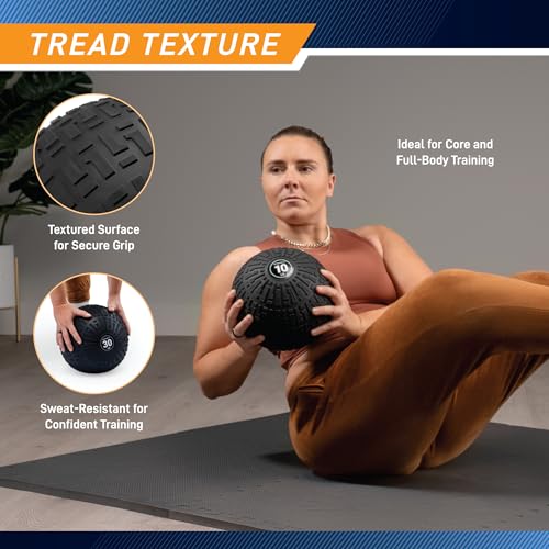 Marcy Slam Ball, 10–50 lbs Dead Weight, Non-Bounce, Sand-Filled Medicine Ball with Durable PVC Shell & Textured Grip for Slams, Tosses, Core & Full Body Training - size: 25 LB