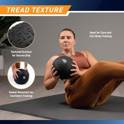 Marcy Slam Ball, 10–50 lbs Dead Weight, Non-Bounce, Sand-Filled Medicine Ball with Durable PVC Shell & Textured Grip for Slams, Tosses, Core & Full Body Training - size: 15 lb
