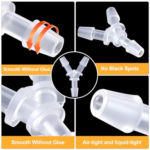 4 Pcs Plastic Hose Splitter, Y Shaped 3 Way Plastic Tubing Joint Splicer for Oxygen Tubing Pipe Household Fuel Gas Liquid Air (1/8") - size: 1/8" (4 Pcs)