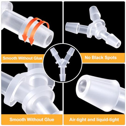 4 Pcs Plastic Hose Splitter, Y Shaped 3 Way Plastic Tubing Joint Splicer for Oxygen Tubing Pipe Household Fuel Gas Liquid Air (1/8") - size: 1/8" (4 Pcs)