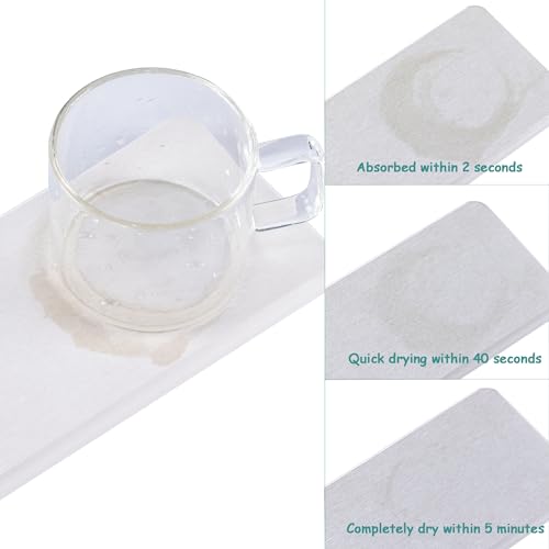 NiuYichee 2 Pcs Water Absorbing Stone Trays, Kitchen/Bathroom Sink Soap Dish, Diatomite Tray Used for Hand Soap & Cosmetic Bottles in The Modern Home, 3.15" W x 10.2" L, White