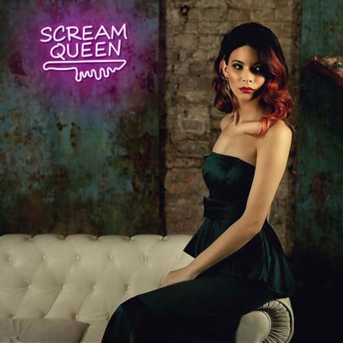 Scream Queen Neon Sign for Wall Decor Dimmable Neon Knife Sign for Teen Girl Room Pink LED Letter Neon Sign Room Dorm Art Wall Decor (16.5''*11'') - style: Queen
