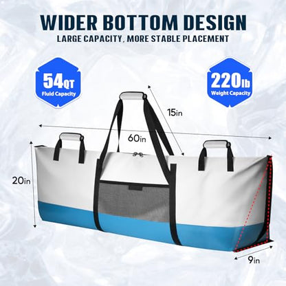 THKFISH Fish Cooler Bag Insulated Fish Kill Bag for Caught Fishing, 60x20x9in Waterproof Fishing Catch Bags with Smooth Water-Resistant Zipper Keep Ice-Cold & Fresh Over 48H - color: BLUE--60"*20"*9"