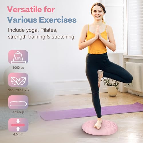 kisnbld Wobble Cushion, Balance Disc with Pump, Core & Posture Training - color: 2Pink