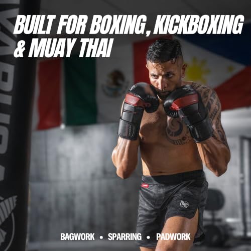 Hayabusa T3 Boxing Gloves - Sparring - color: Black/Red, size: 16oz