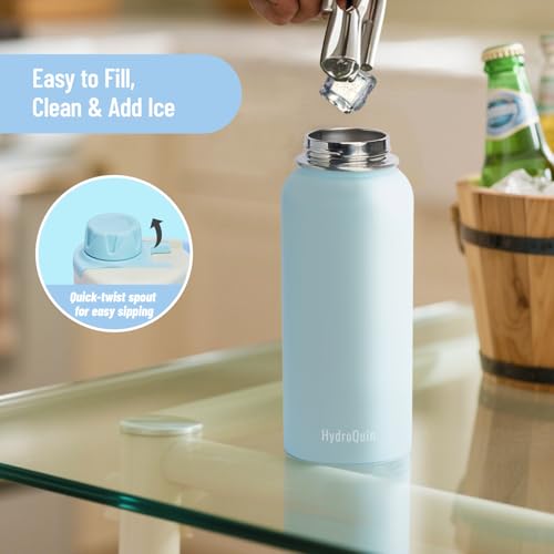 32 oz Insulated Water Bottle Sky Blue Stainless Steel Flask - color: Arctic Breeze
