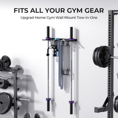Home Gym Accessories Storage Rack Wall Mount with Heavy Duty Hooks | Home Gym Equipment Storage Rack for Resistance Bands,Cable Attachments,Lifting Belts,Jump Ropes,Chains - size: Large 1 Pack