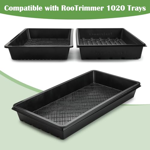 RooTrimmer 10 Pack 1020 Trays and 10 Pack 1020 Mesh Bootom Trays, 20'' x 10'', Heavy Duty Propagation Flats for Microgreens, Seed Starting, Soil Blocks, Hydroponics & Wheatgrass (10 Sets) - size: 21L x 11 W x 2.5 H