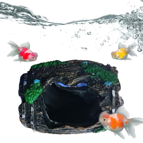 Fish Tank Decor | Broken Barrel Design Resin Ornament,Artificial Aquarium Ornaments - for Betta Shrimp Turtle Jellyfish Reptile Small Pets Freshwater Saltwater
