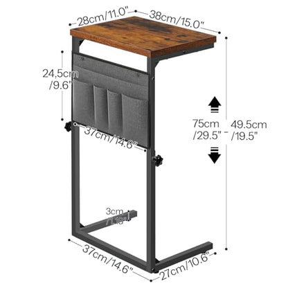 HOOBRO 10 Gallon Aquarium Stand and C Shaped End Table, 3-Tier Fish Tank Stand with Storage, Adjustable Side Table for Sofa, Couch Table That Slide Under, Storage Pockets, BF52FT01-BF77SF01