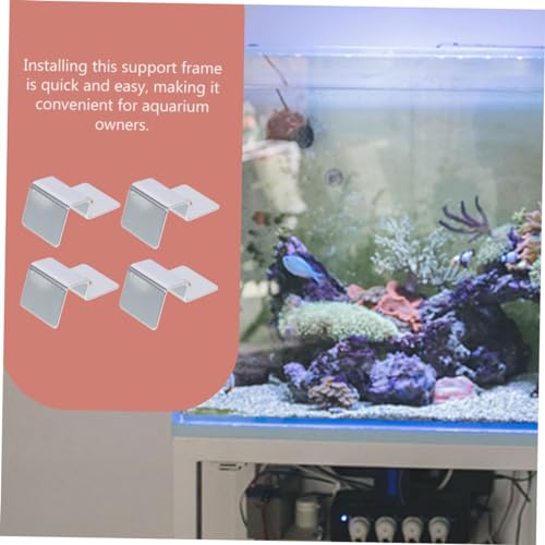 COLLBATH Fish Tank Accessory 4pcs Stainless Steel Support Frame for Aquarium Lid Holder