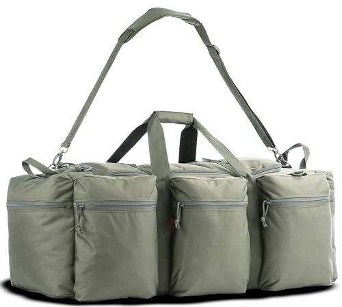100L Large Military Duffle Bag Deployment Duffel Bag Sports Equipment Travel Luggage Bag with Detachable Backpack Straps… - color: Olive Green
