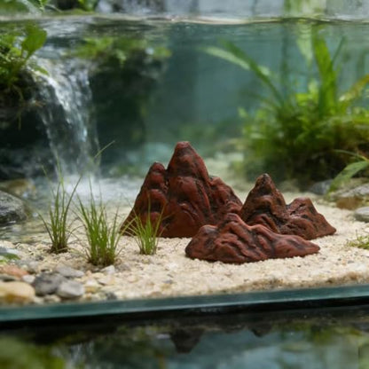 Aquarium Mountain Ornament: Miniature Ceramic Mountain View Decor Rockery Landscape Garden Accessories Fish Tank Decorations for Home Office Display