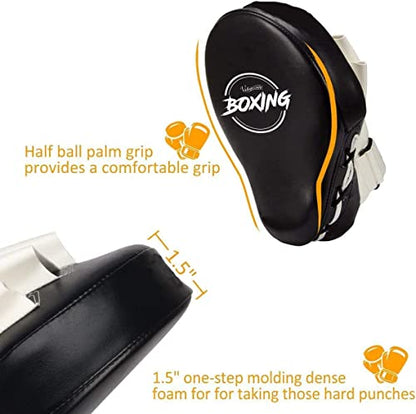 Valleycomfy Boxing Pads Curved Focus Punching Mitts for Men Women - color: Black White
