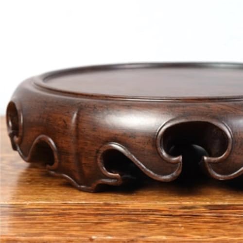 Bonsai Pedestal Vase Pedestal Stands Solid Wood Round Solid Base Vase Fish Tank Crafts Buddha Statue Ceramic Incense Burner Solid Wood Bottom Pad Planter Stand Plant Holder