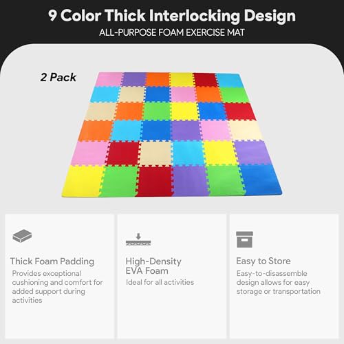 BalanceFrom Play Tile Mat 0.4 Inch Thick, EVA Interlocking Foam Floor