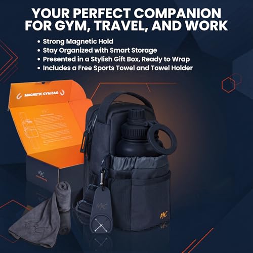 M2C® Premium Magnetic Gym Bag, Attaches to Gym Equipment, Holds 12 lbs