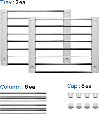 Cabinet Organizer Shelf, Set of 2 Stackable Kitchen Counter Shelves, Kitchen Cabinet Organizers and Storage, Pantry Storage Shelf Organizer, 9.8 x 7.8 x 6.1 - White