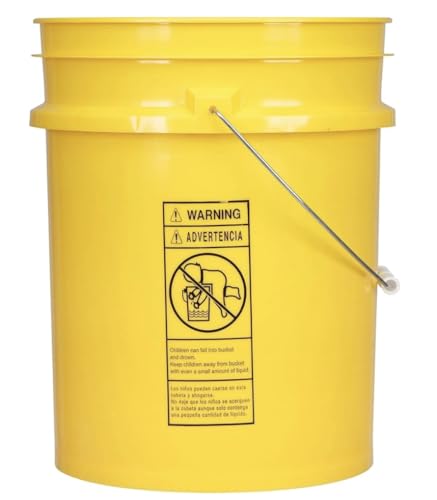 5 Gallon Premium HPDE Plastic Bucket - Made in USA Food Grade Storage Container, BPA Free All Purpose Pail (2, Yellow) - color: Yellow