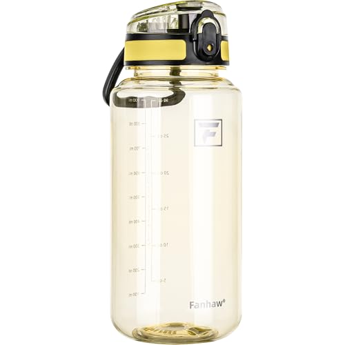Fanhaw 32oz Clear Plastic Water Bottle with Anti-dust Lid, Imperial Yellow - color: Imperial Yellow