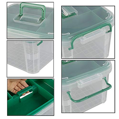 Clear First Aid Box Organizer with Compartments, Plastic Family Medical Supplies Storage Box