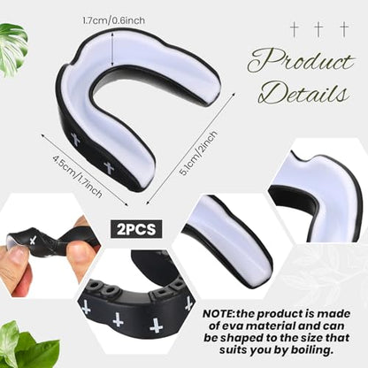 Yaomiao 2 Pcs Mouth Guards Christian Teeth Guards Sport Game Guard & Case Religious MouthGuard Soccer Football Basketball Baseball Wrestling Lacrosse Rugby Boxing Taekwondo - size: Youth, style: Black & Cross