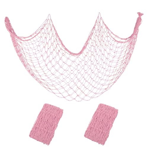 2 Pack Decorative Fishing Net, 80x40 Inch Pink Cotton Fish Net for Hanging Stuffed Animals & Pictures Display, Nautical Mermaid Pirate Ocean Beach Hawaii Under the Sea Themed Party Decorations - color: Pink, size: Large-80x40 Inch