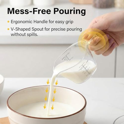 4 Pack Small Measuring Cup 2oz/60ml Mini Measuring Cup with tsp/tbsp/oz/ml Markings Clear 2 Oz Measurings Cups for Kitchen Laundry DIY Beauty Mixing