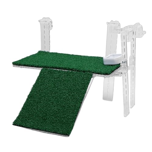 Turtle Bathing Platform with Non-slip Grass Surface for Stable Climbing Ramp for Aquarium
