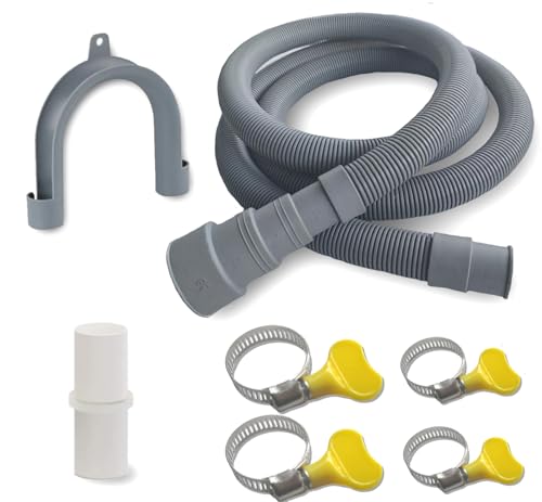 6.5ft Washing Machine Drain Hose Extension Kit - Universal for Washer, Dishwasher & Dehumidifier, 7-Piece Set with U-Bracket, 4 Clamps & Adapter