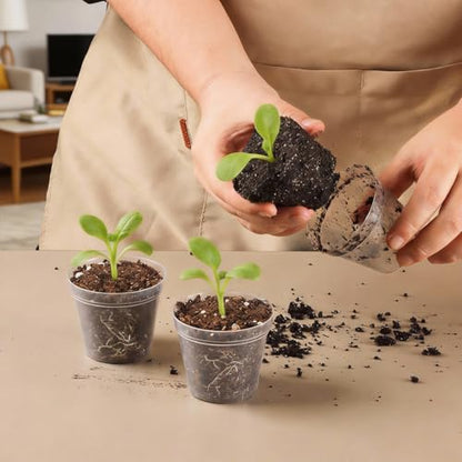 200 Pack 2.5 Inch Clear Nursery Pots with Drainage Hole, Transparent Seed Starter Pots, Sturdy Plastic Plant Pot for Planting Seedlings Vegetables Herbs, Gardening Gifts