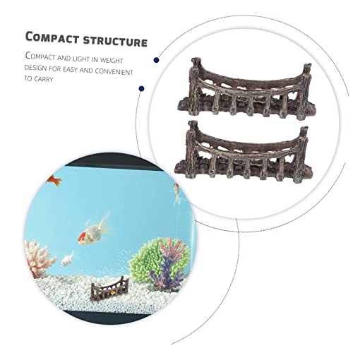 POPETPOP 2Pcs Fake Bridge Landscaping Ornament Realistic Aquarium Decor for Fish Tank Landscape Material Safe for Vivid and Lifelike Design