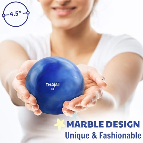 Yes4All Weighted Toning Balls for Exercise, Soft Medicine Balls for Exercise, Pilates, Yoga, Balance, Flexibility, 2-10lbs - color: F. 2lb - Blue, style: C. Marble