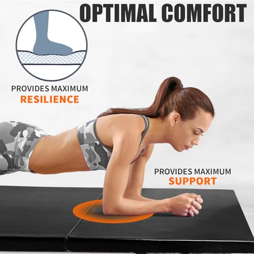RitFit Upgraded Folding Exercise Mat, 2 Inch Thick Gymnastics Mat - color: Black(3' x 6')