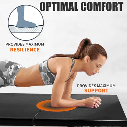 RitFit Upgraded Folding Exercise Mat, 2 Inch Thick Gymnastics Mat - color: Black(3' x 6')