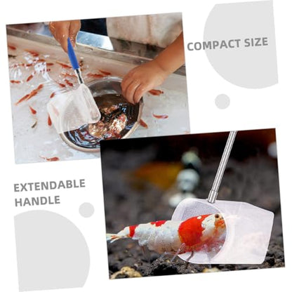 Cabilock 2pcs Mini Telescopic Shrimp Net with Extendable Handle, Fine Mesh Aquarium Fish Tank Net for Small Tanks, Lightweight Stainless Steel Frame for Betta and Shrimp Care