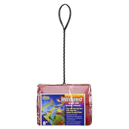 Penn-Plax Quick-Net Aquarium Fish Net - Fine Mesh, Vinyl-Covered Braided Handle - Small Aquarium Cleaning Tool for Gentle Fish Handling - Use in Freshwater & Saltwater Tanks - color: Red, size: 8" Net - 10" Handle