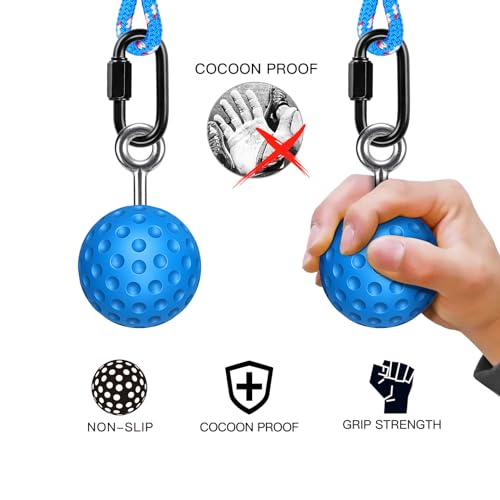 SELEWARE Pull Up Ball, Climbing Grip Attachment for Strength Training | Non-Slip Design Improves Grip Strength, Targets Forearms and Hands, Fits Chin Ups, Kettlebells and Resistance Workouts - color: Blue