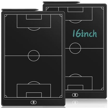 Tellegloww 2 Pack 16'' Electronic Soccer Coaching Board LCD with Stylus Lightweight Soccer Training Board for Coaches Reusable Erasable Training Game Tactics Equipment