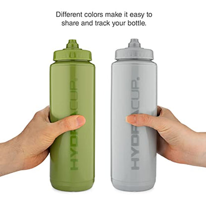 Hydra Cup - 4 Pack - 32 oz Squeeze Water Bottles, Sports Squirt Bottle | Fast flow valve for gym, team and sideline hydration. Fits most standard bike cages. Firm squeeze, no dribble.