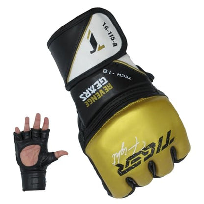 TMA MMA Gloves, Grappling Muay Thai Punching Training Martial Arts Sparring, Fighting Gloves, Kickboxing Gloves, MMA Training - color: Black/Gold, size: Large-X-Large
