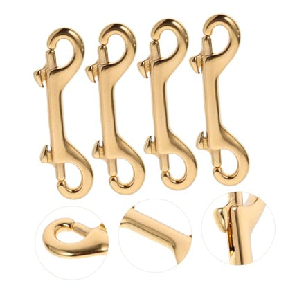 Brass Double End Snap Hooks 4 Pcs Oval for Straps and Belting - size: 4pcs