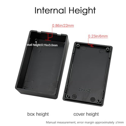 Project Box 10 Pieces ABS Plastic Electrical Project Case Small Junction Box for Electronics Black 3.1 x 2.0 x 1.0 inch (80 x 50x 26 mm) - size: 3.1" x 2.0" x 1.0"(10pc)