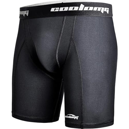 COOLOMG Men Compression Shorts with Cup Pocket Baseball Football, NO Cup - color: Black, size: X-Large
