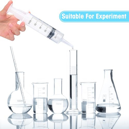 60ml Syringes without Needle for Liquid, Large Plastic Syringe with Adapter and cap for Pet Feeding, Plant Irrigation, Scientific Labs, Measuring Liquids, Individually Wrapped, 4 Pack