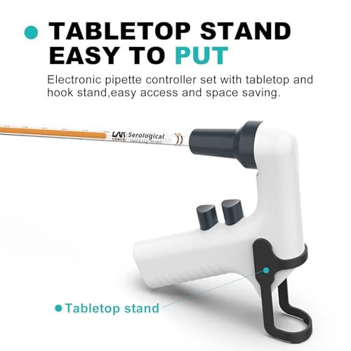Lab Electric Pipette Controller w/Two Stands Digital Automatic Pipettor Motorized Pipette Filler for Biology Chemical - color: EP100( with upgraded stand)