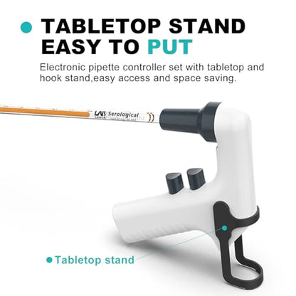 Lab Electric Pipette Controller w/Two Stands Digital Automatic Pipettor Motorized Pipette Filler for Biology Chemical - color: EP100( with upgraded stand)