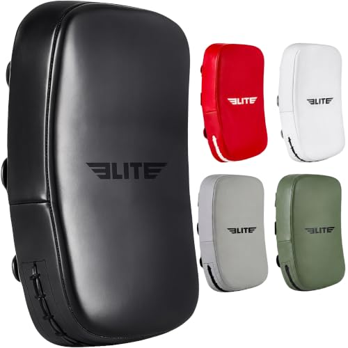 Elite Sports Pre-Curved Muay Thai Kickboxing Training Pad for Kickboxing,MMA,Taekwondo,Karate. Ideal for Punches,Knees, and Kicks in Martial Arts Training (ONE PAD ONLY) - color: Solid Black