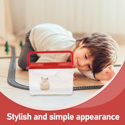 POPETPOP Plastic Turtle Transport Container and Small Animal Carrier with Handle, Medium Fish Tank for Betta Fish, Gecko Tank, and Reptile Breeding – Portable Aquarium for Pet Travel