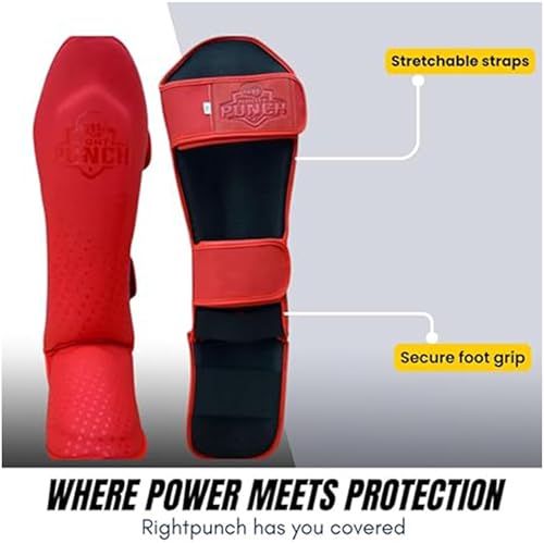 Martial Arts Shin Guards, Leg Protection for MMA, Kickboxing Training Instep Protection, Muay Thai Martial Arts Sparring Training Gear - color: RED, size: Large